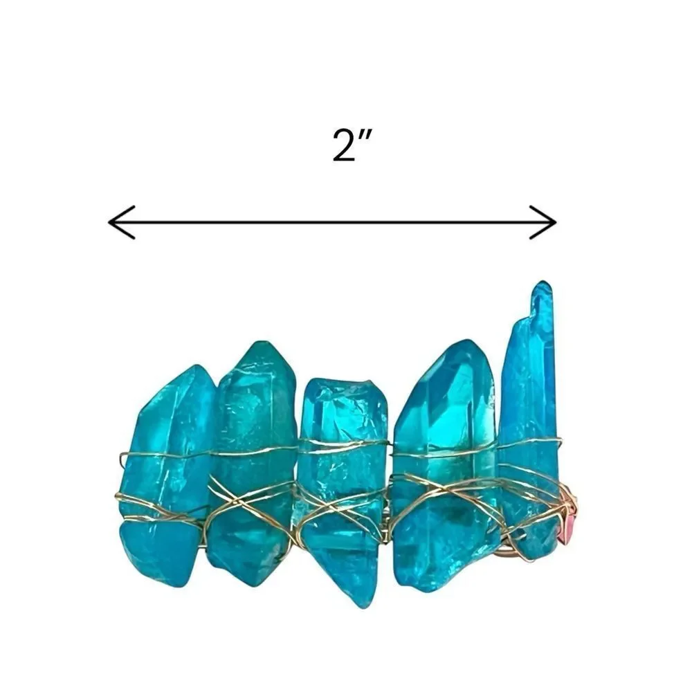 Handmade Genuine Blue Quartz Crystal Hair Clip